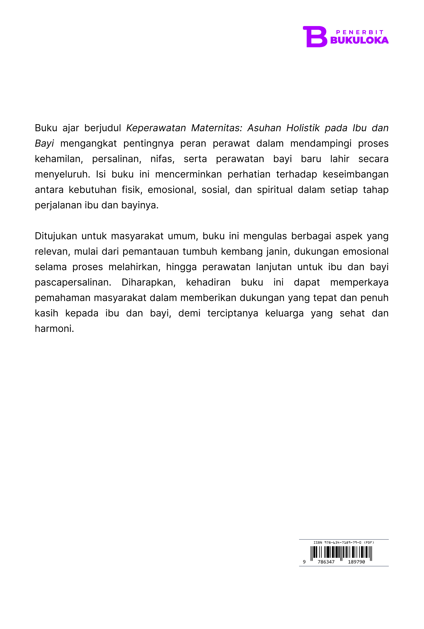 Keperawatan Maternitas: Asuhan Holistik pada Ibu dan Bayi