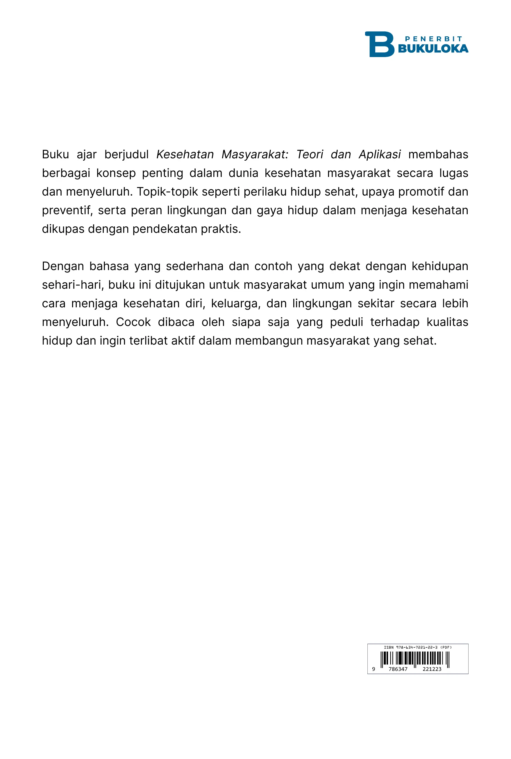 Kesehatan Masyarakat: Teori dan Aplikasi 