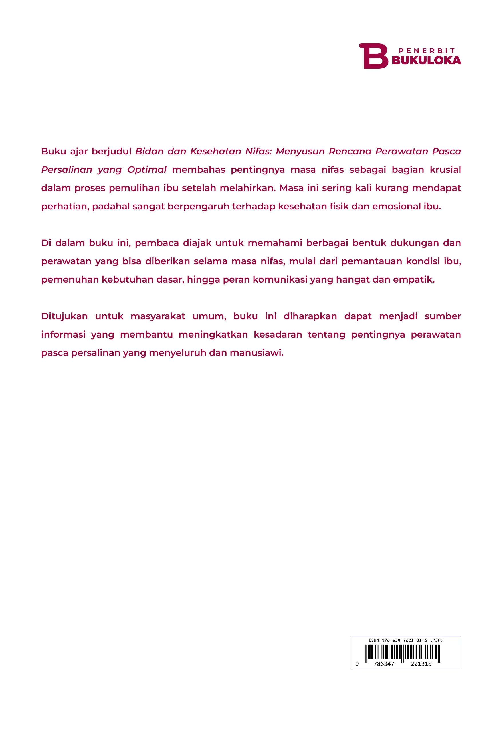 Bidan dan Kesehatan Nifas:  Menyusun Rencana Perawatan Pasca  Persalinan yang Optimal 