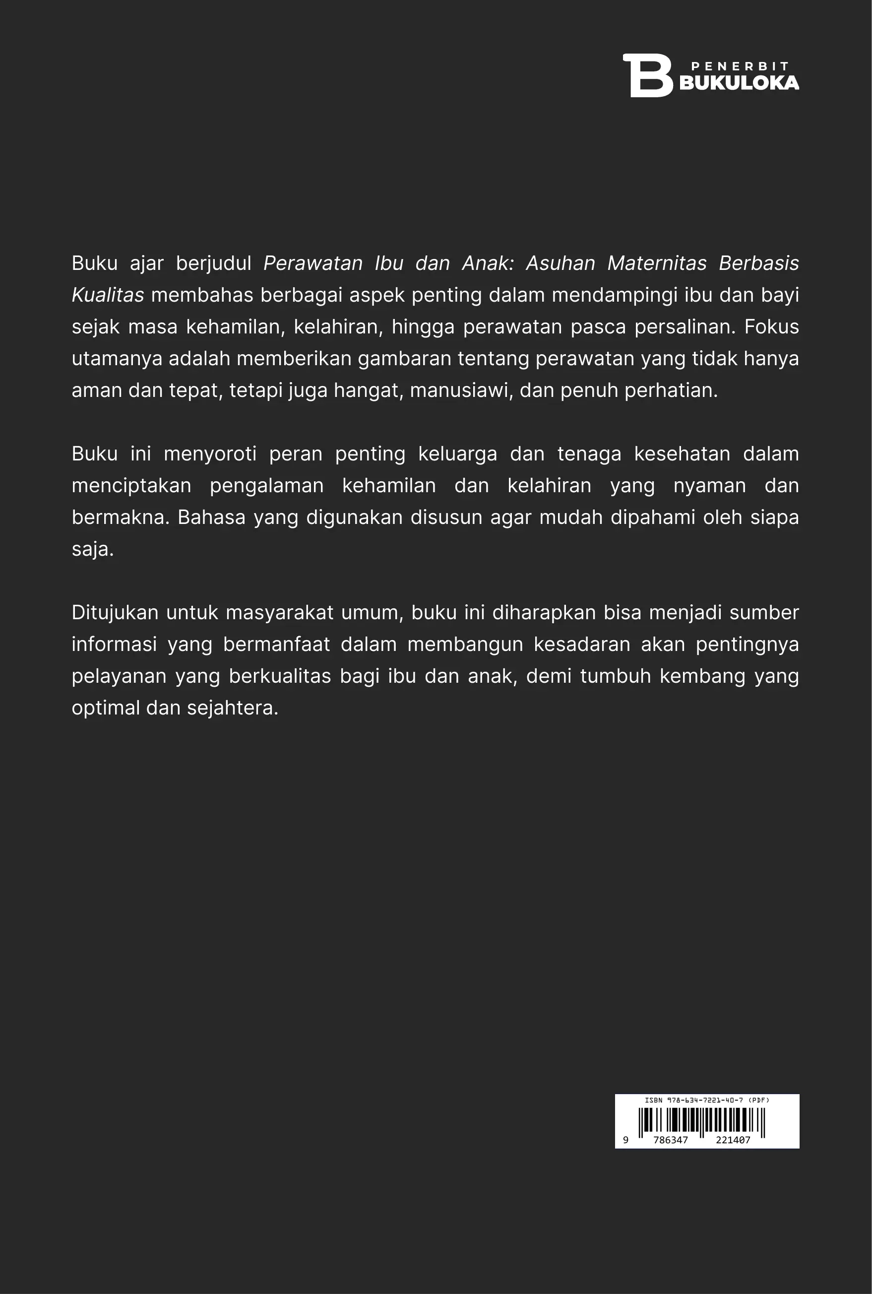 Perawatan Ibu dan Anak: Asuhan Maternitas Berbasis Kualitas 