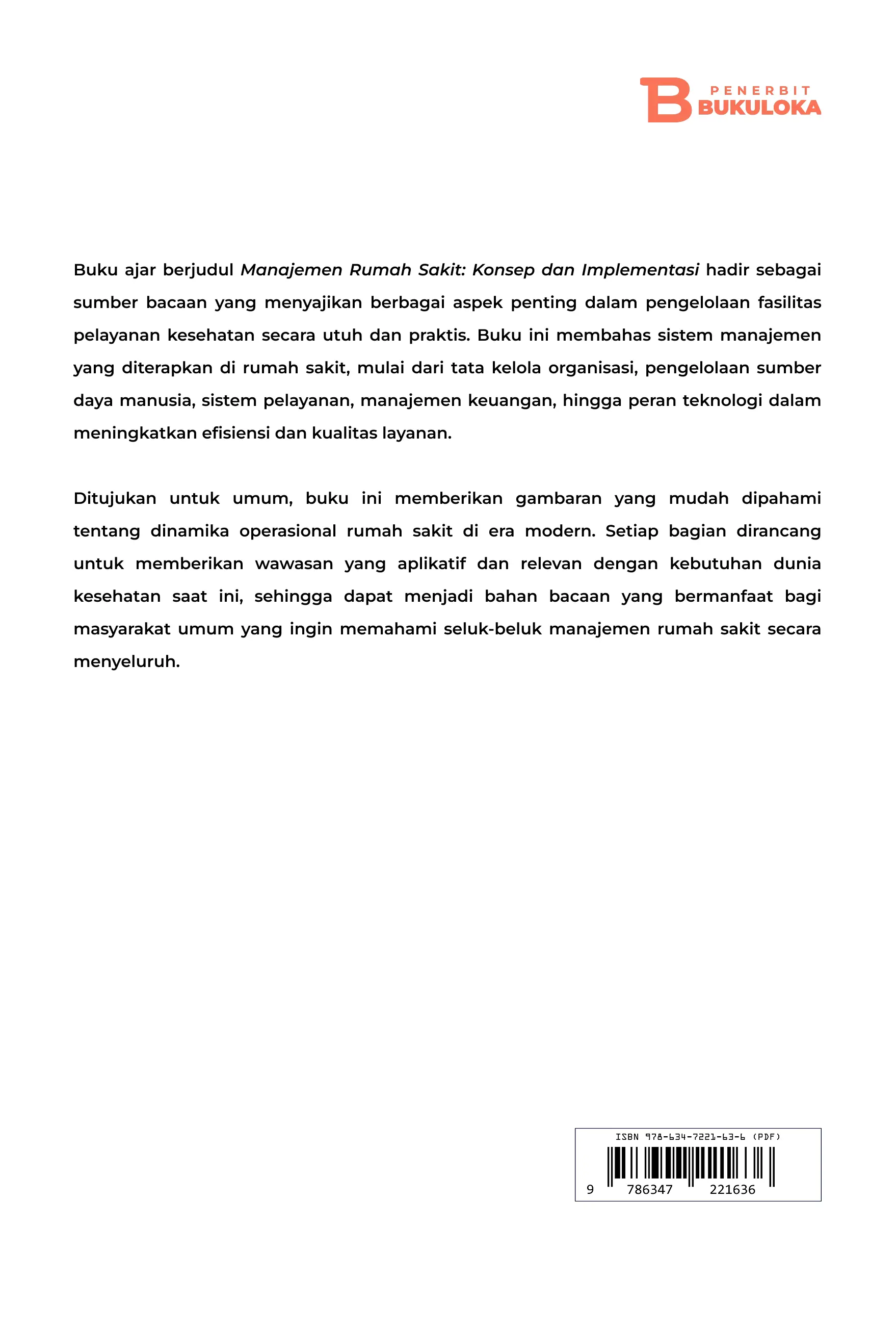 Manajemen Rumah Sakit: Konsep dan  Implementasi 