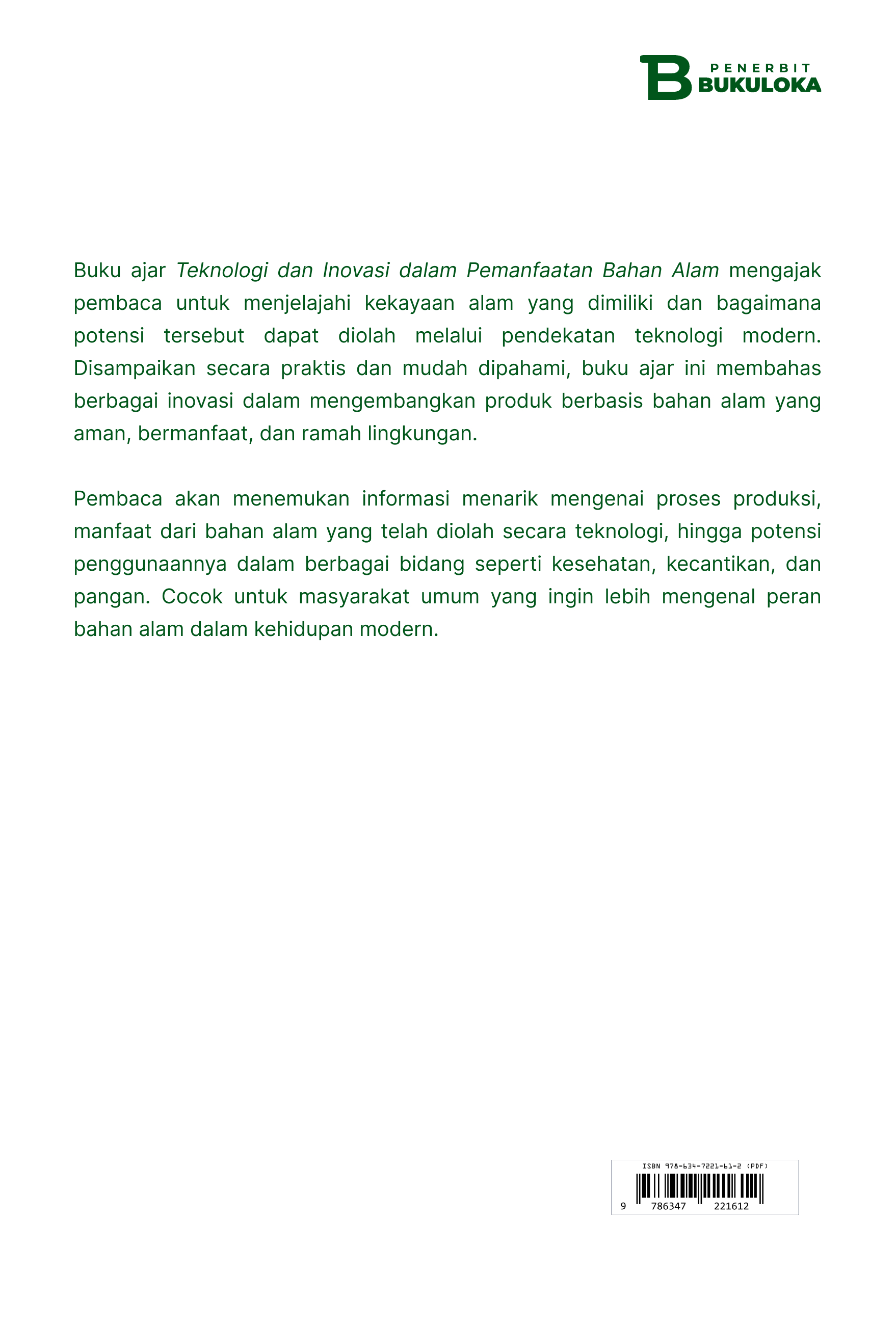Teknologi dan Inovasi dalam Pemanfaatan  Bahan Alam 