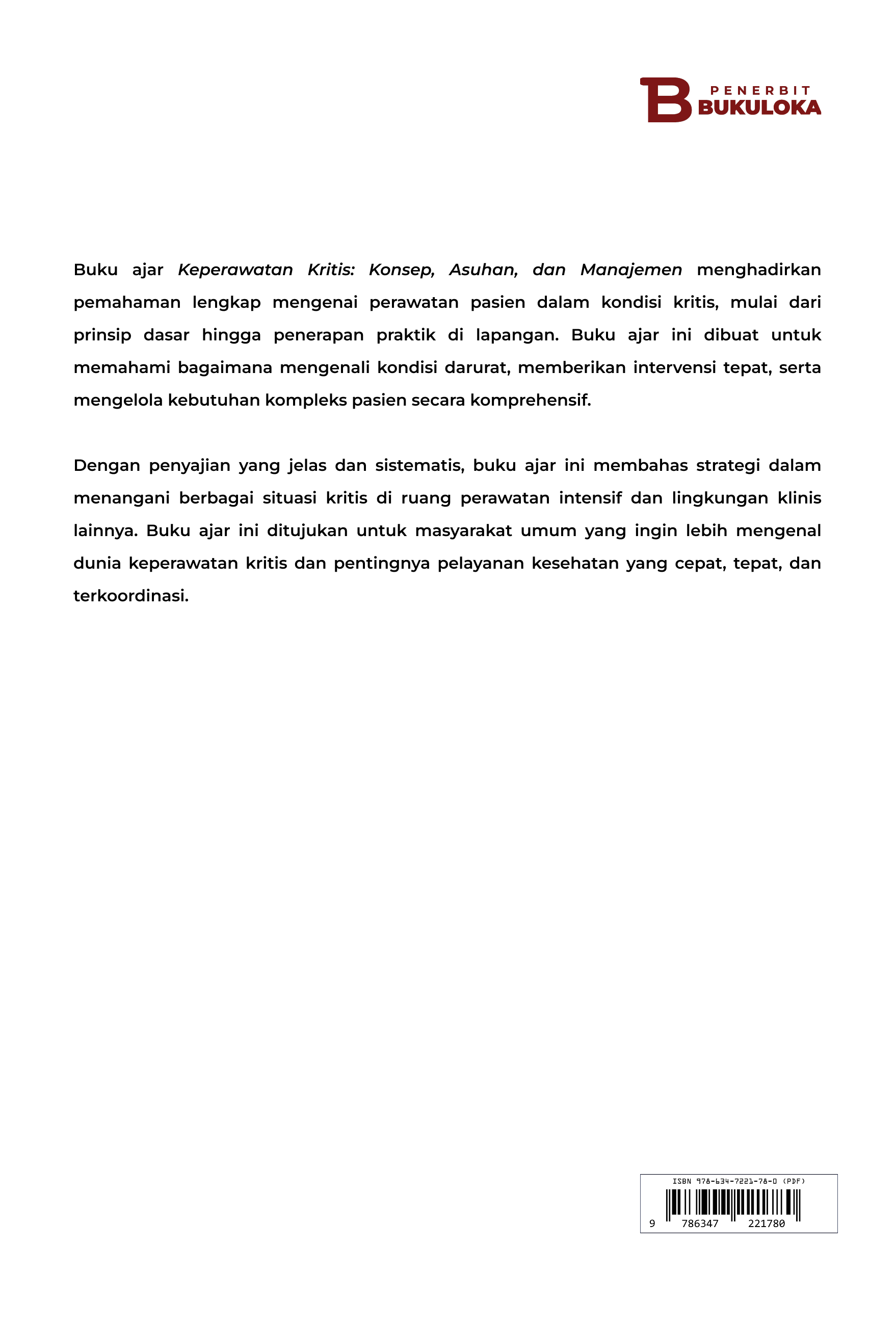 Keperawatan Kritis: Konsep, Asuhan, dan Manajemen