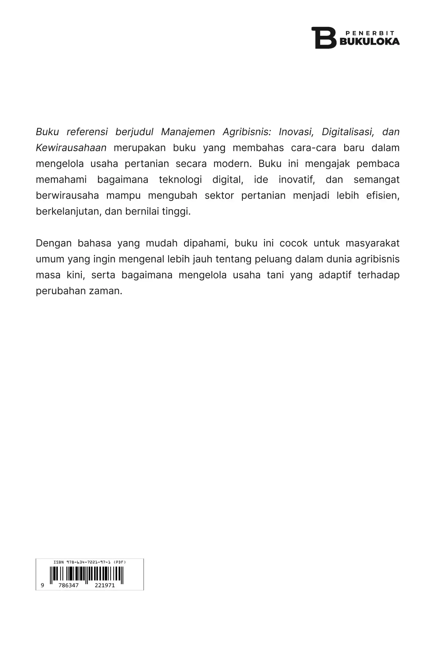 Manajemen Agribisnis: Inovasi, Digitalisasi, dan Kewirausahaan 