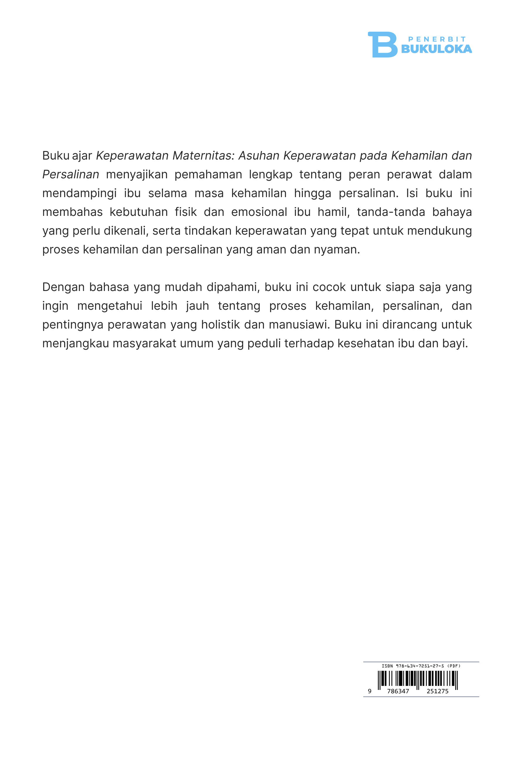 Keperawatan Maternitas: Asuhan Keperawatan pada Kehamilan dan Persalinan