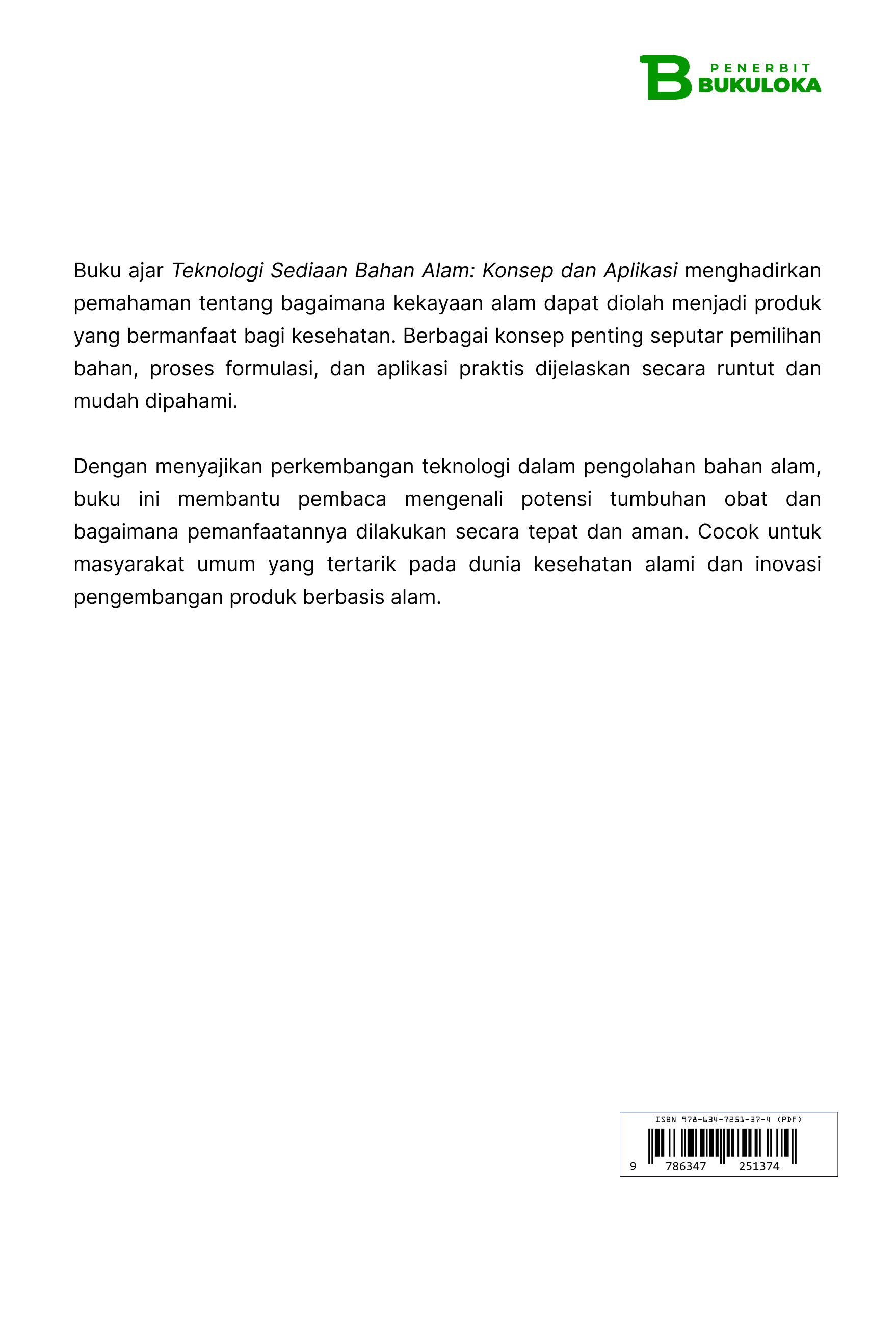 Teknologi Sediaan Bahan Alam: Konsep dan Aplikasi
